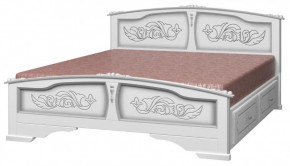ЕЛЕНА Кровать из массива 1400 (Белый жемчуг) с 2-мя ящиками в Мортке - mortka.germes-mebel.ru | фото